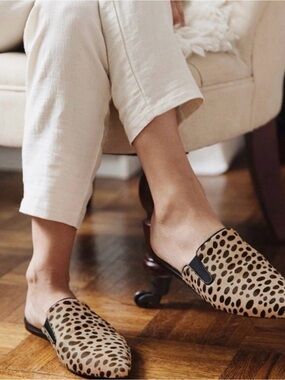 Jenni Kayne Ponyhair Leopard Print Pointed Toe Mule Brown/Black Size 39 Women’s